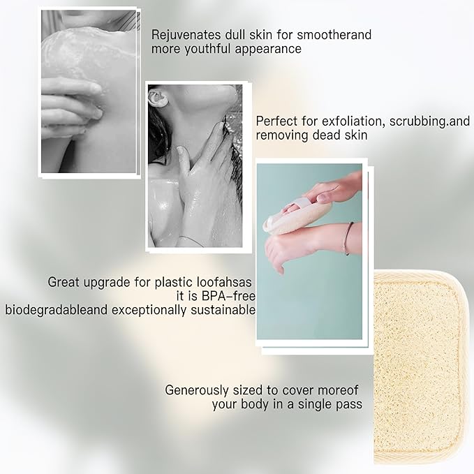 Natural Real Egyptian Shower Loofah Sponge Body Scrubber Provide a Refreshingly - Deep Clean to Your Face & Body -5 x 5 Inch-3Pack