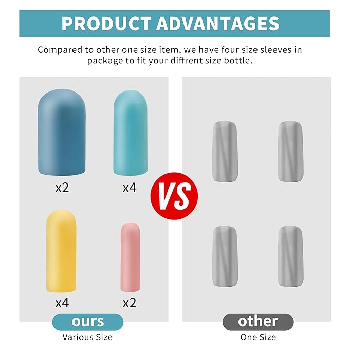 12 Pack Multi Sizes Silicone Bottle Covers, Travel Accessories Must Haves, Cruise Ship Essentials, Travel Size Toiletries,Travel Essentials for Women Men,Travel Gadgets, Elastic Sleeves for leak proof