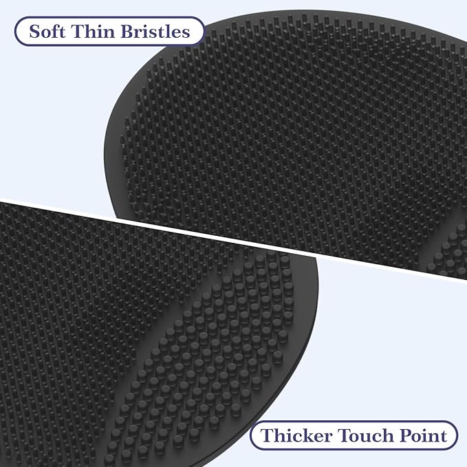Manmihealth 4 Pack Soft Silicone Face Scrubber Exfoliator,Silicone Handheld Manual Facial Cleansing Brush, Face Washing Pad for Pore Cleansing Blackhead Removing Massaging (Gray+Black)*2