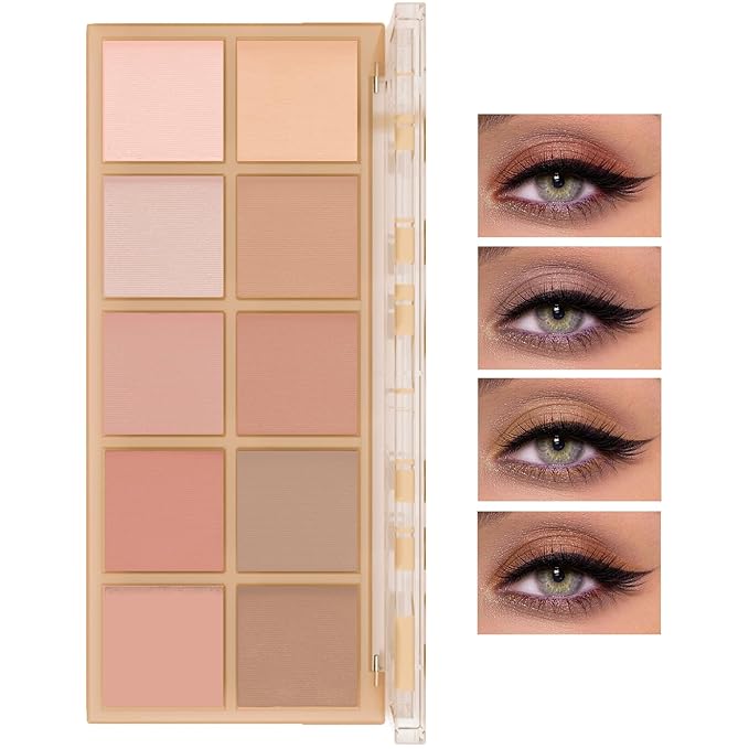 10 Colors Makeup Naked Eyeshadow Palette,Nude Matte Shimmer Eyeshadow Palette,Natural Glitter Pigment Eye Shadow Pallete Set Long Lasting & Waterproof Smokey Eye Professional Beauty Makeup Kit #6