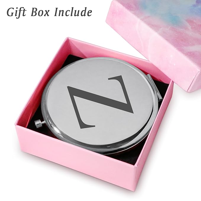 Personalized Gifts for Women Girls, Initial Compact Mirror, Unique Mothers Day Birthday Gifts for Friends Mom Wife Grandma Sister Daughter, 2025 Graduation Gifts for Her College Medical High School