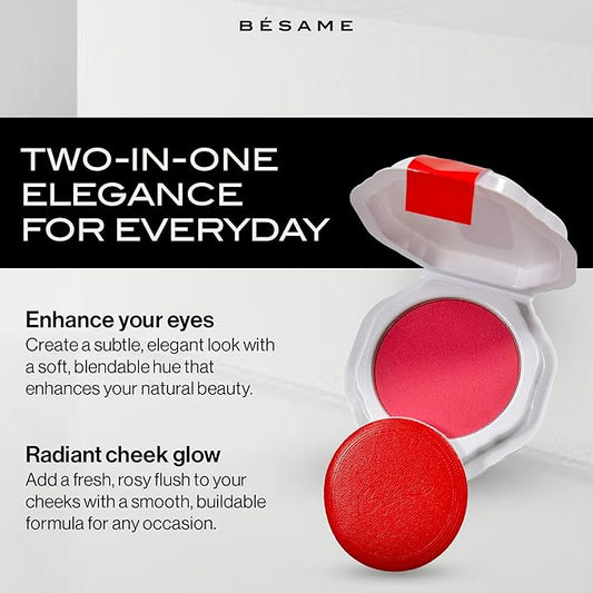 Besame Cosmetics Touch of Pink Powder Blush & Eyeshadow Refill - Fits Signature Compacts Post-2019, Pastel Pink, Safe for Eyes