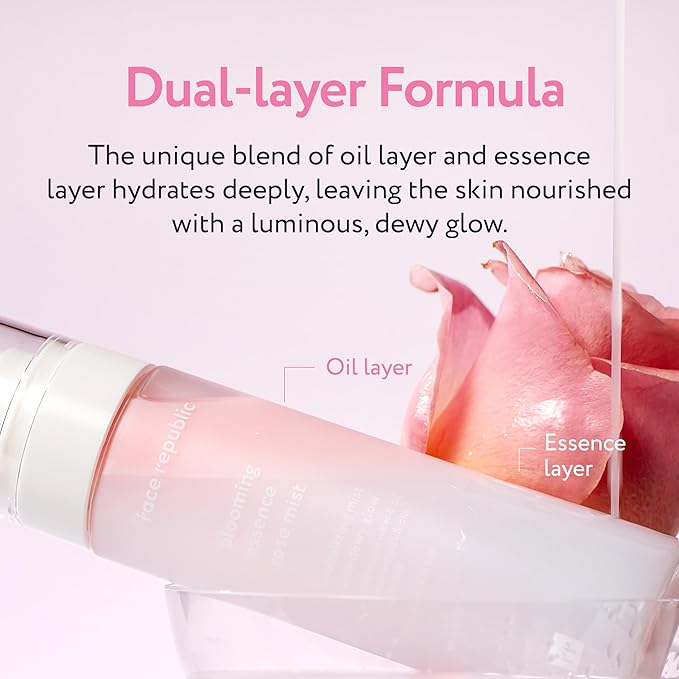 Face Republic Blooming Essence Rose Mist 100ml 3.38 fl oz | Instant Glass Skin | All In One Mist | Revitalizing, Nourishing, Deep Hydration, Dewy Glow | Damask Rose, Bakuchiol | Vegan Korean Skin Care
