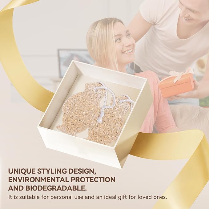 Natural Loofah Sponge Penguin Shaped, Loofah Exfoliating Body Scrubber, Exfoliator for Women and Men Refreshing Shower Experience, Pack for Holiday(Pack of 2)