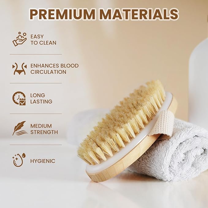 POPCHOSE Dry Brushing Body Brush and Shower Brush with Soft & Stiff Bristles
