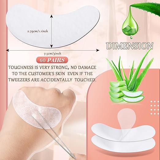 60 Pairs Under Eye Gel Pads Natural Eyelash Extension Gel Pads Patches Kit for Eyelash Extension Supplies Bulk Beauty Tools, Fit Most Eye Shape