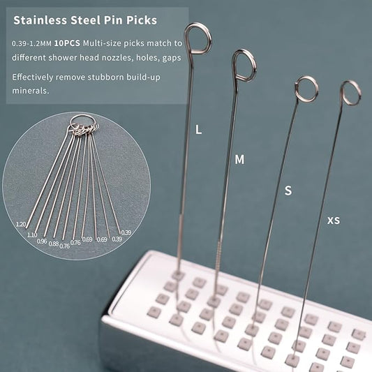 Shower Head Cleaner Brushes, Shower Head Cleaning Picks Shower Head Cleaning Brush Buid Up Mineral Cleaning Brush for Small Holes Gaps Nozzles Crevices with Store Box