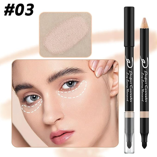 4pcs Concealer Pencil with Sponge,Full Coverage,Waterproof Under Eye Concealer Stick for Dark Circles,Blemishes,Aging Spots,Acne,Freckles