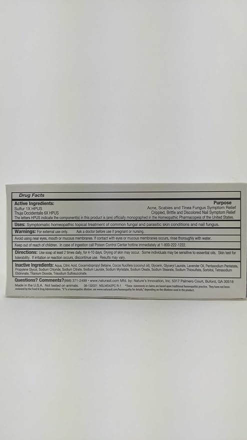 Naturasil 10% Sulfur Lavender Soap Bar Natural Skin Treatment for Acne, Bug Bites, Warts Treatment, Viral Bumps, Nodes & Itching | for Kids & Adults |113 grams