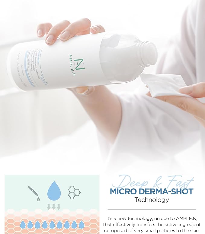 Ample:N Hyaluron Shot Toner β Korean Hyaluronic Acid and Ceramide Hydrating Face Toner - Moisturizing Essence for Minimizing Wrinkles β Dewy Healthy Glow Skin Booster for Dry Skin, 20.3 fl.oz.