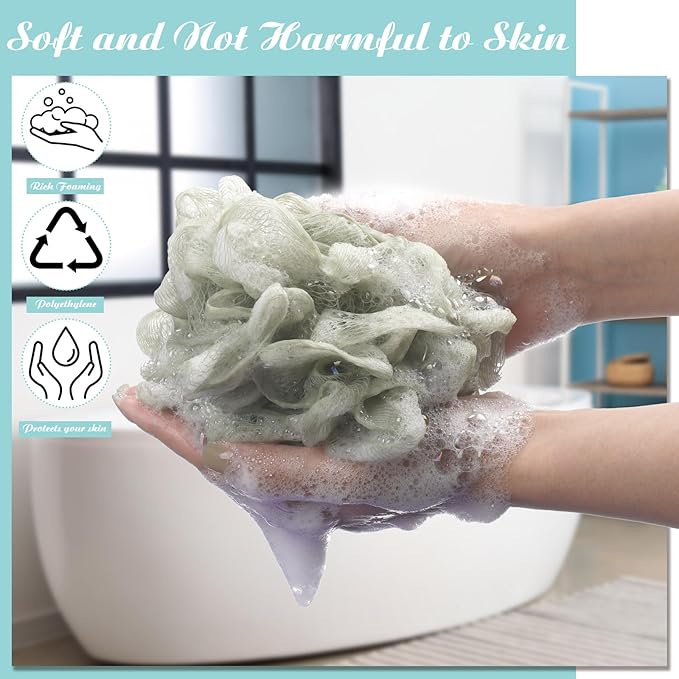 Nitial 50 Pcs Large Bath Shower Loofah Sponge Bulk 60g Exfoliating Bath Sponge Soft Shower Scrunchies Colorful Bath Loofahs for Men Women Shower (Soft Color)