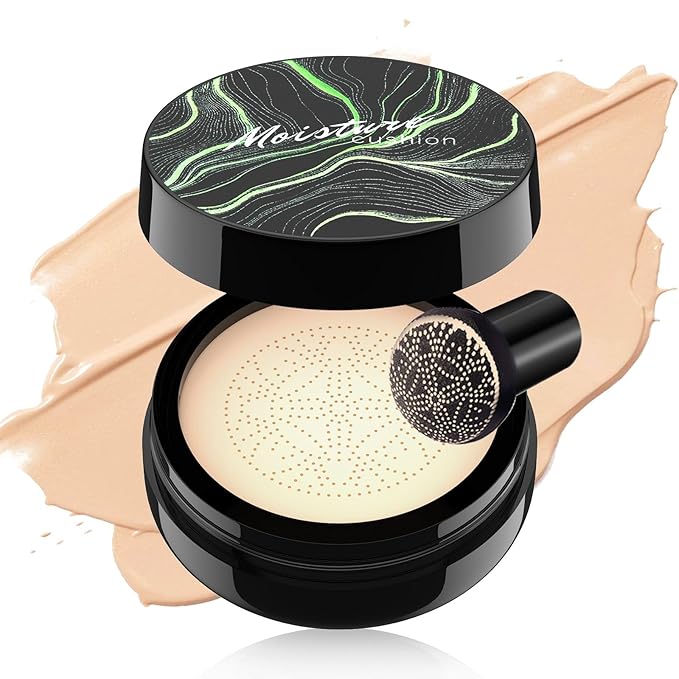 Mushroom Head Air Cushion CC Cream Foundation Moisture Cushion BB Cream for Women & Girls All Skin, Waterproof Full Coverage Self Adjusting Concealer (Ivory)