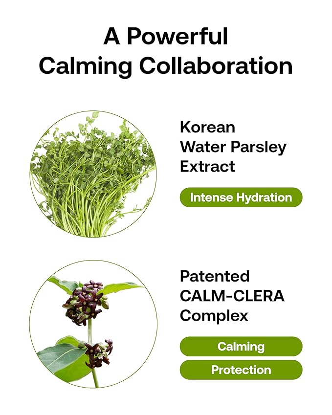 Calm-Clera Minari Calming Serum, Korean Spring Herb Facial Serum, Soothing and Calming for Sensitive Skin, Natural Skincare, Clean Beauty With Vitamin C, Korean Skin Care,1.52 Fl Oz