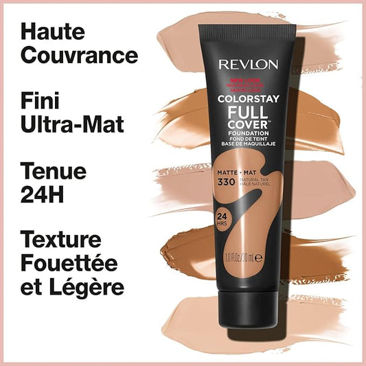 Revlon Liquid Foundation, ColorStay Face Makeup for Normal and Dry Skin, Longwear Full Coverage with Matte Finish, Oil Free, 320 True Beige, 1.0 Oz
