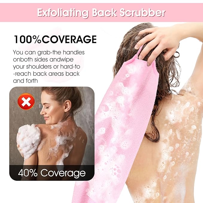 6pcs Exfoliating Shower Bath Gloves Back Scrubber Set Body Scrubber Nylon Back Body Scrub Towel Shower Gloves Double Sided Bath Mitts for Exfoliator Women Men