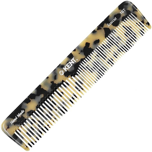 Kent 16T TW Fine Tooth and Wide Tooth Comb for Daily Grooming, Handmade Styling Comb for All Hair Types, Styling and Detangling Combs for Men and Women