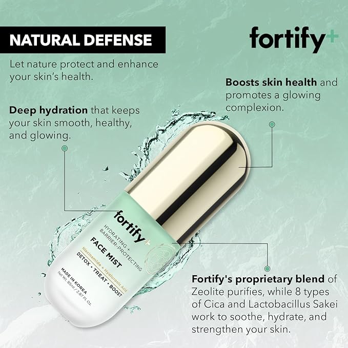 Fortify 9-in-1 Hydrating Face Mist with Hyaluronic Acid & Aloe - Dermatologist Tested, Anti-Aging, Fragrance-Free, Cruelty-Free - Ideal for All Skin Types - Made in Korea - 85 mL / 2.87 oz