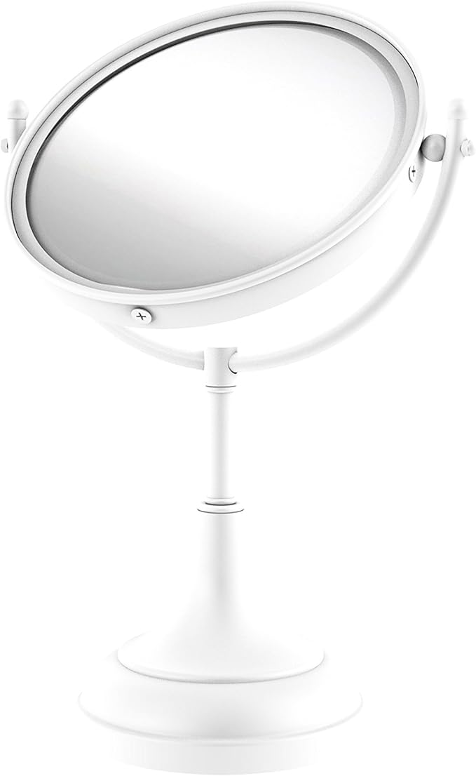 Allied Brass DM-2/3X 8 Inch Vanity Top 3X Magnification Make-Up Mirror, Matte White