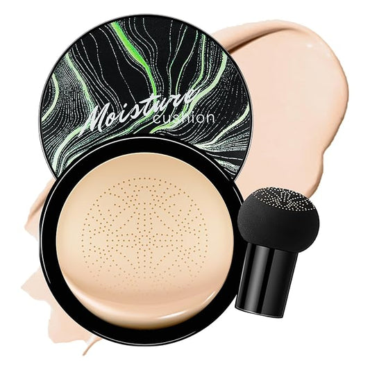 Mushroom Head Air Cushion CC Cream - BB Cream Foundation for Concealer Full Coverage Skin Brighten Long - Lasting Moisturizing, Cushion Foundation Color Correcting for All Skin Types (Ivory)