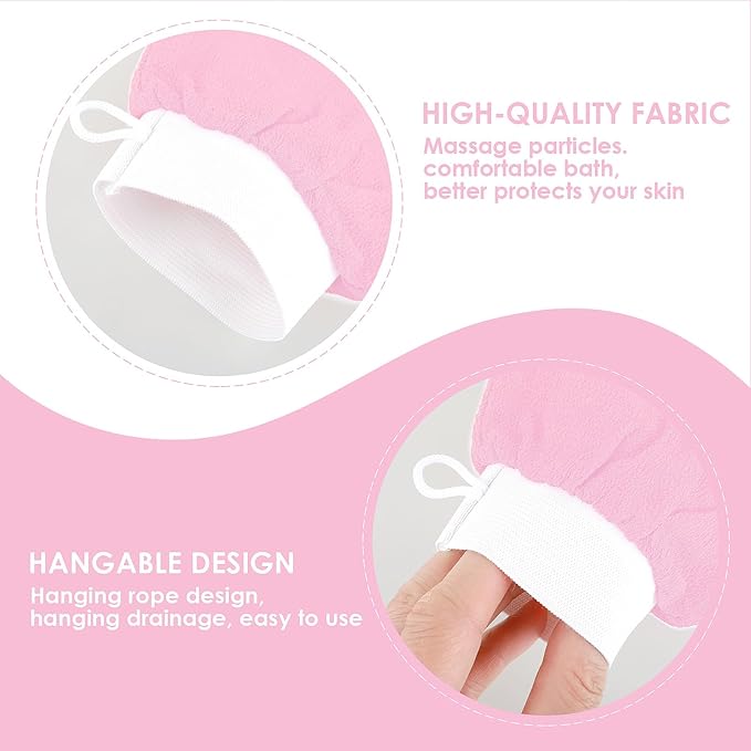 Exfoliating Glove Body Scrubber Exfoliator 1 PC Korean Washcloth Skincare Remover Deep Scrub Loofah Cleansing Mitts Exfoliate Cloth Exfoliation Scrubbing Bath Shower Soap Sponge Hand Towel(Pink)