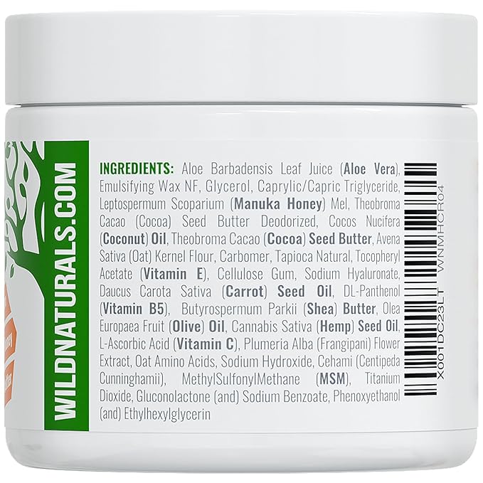 Wild Naturals Manuka Honey Moisturizer for Dry, Sensitive Skin β Eczema Relief Face Cream β Soothing Cream for Redness & Irritation β Face, Hand & Body Moisturizer for Women & Men