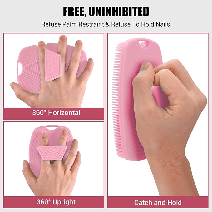 Silicone Body Scrubber - Zinc Infused-Highly Elastic Bristles Exfoliating Body Scrubber for Shower Body,Cellulite Reduction,Blood Circulation - Pink