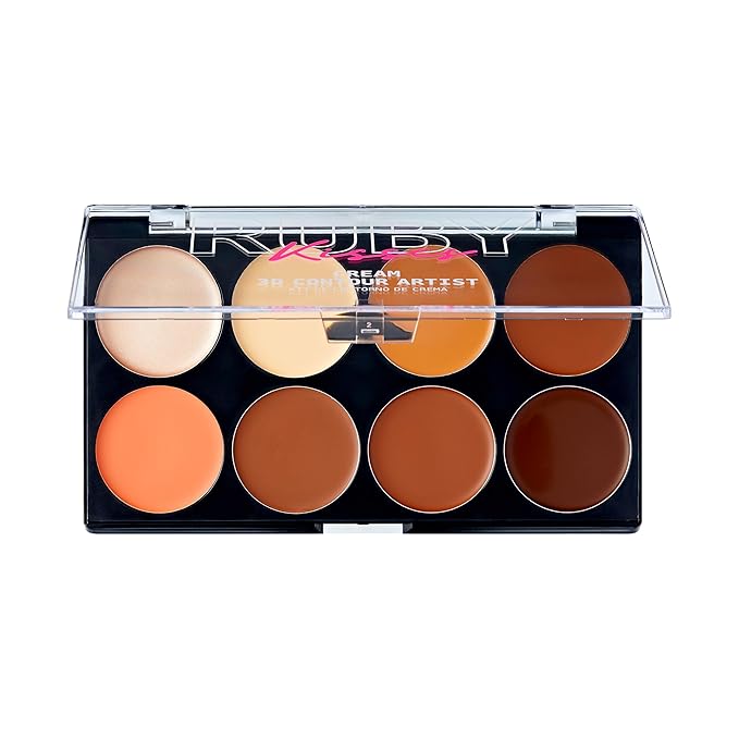 Ruby Kisses Flawless Finish with 3D Contour Cream Makeup Palette β Lightweight, Multi-Palette, Contouring Foundation, Creamy, Sculpt &Highlighting, Define Cheekbones (Dark Medium)