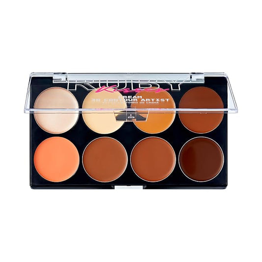 Ruby Kisses Flawless Finish with 3D Contour Cream Makeup Palette β Lightweight, Multi-Palette, Contouring Foundation, Creamy, Sculpt &Highlighting, Define Cheekbones (Dark Medium)