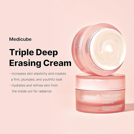 medicube Triple Collagen Cream - Hydrating & Firming Moisturizer with Hyaluronic Acid, Premium Elastin, Shea Butter - Wrinkle Care & Boosts Elasticity - Korean Skincare, 1.69 oz