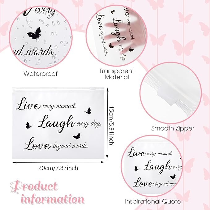 100 Pcs Inspirational Gifts for Girls Women Travel Cheer Makeup Bag Bulk Loved Quotes Cosmetic Bags with Zipper Thank You Encouragement Birthday Gift Bag for Nurse Teacher Friend (Minimalist)