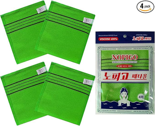 Korean Asian Exfoliating Bath Washcloth Mitt for Remove Dead Skin.Exfoliating Body Scrubber.Exfoliating Gloves for Body Scrub (Green 4)