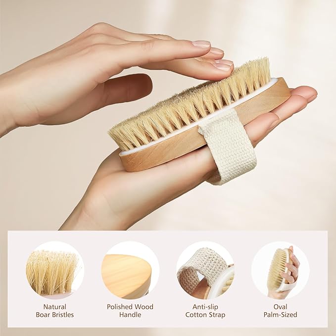 POPCHOSE Dry Brushing Body Brush and Shower Brush with Soft & Stiff Bristles