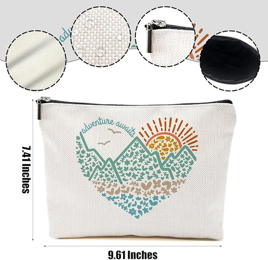 2pcs Camping Gifts for Women Makeup Bag, Travel Essential Cosmetic Bag Camping Essentials Birthday Gifts for Women Female Girls Sister BFF, Outdooor Enthusiasts Toiletry Bags