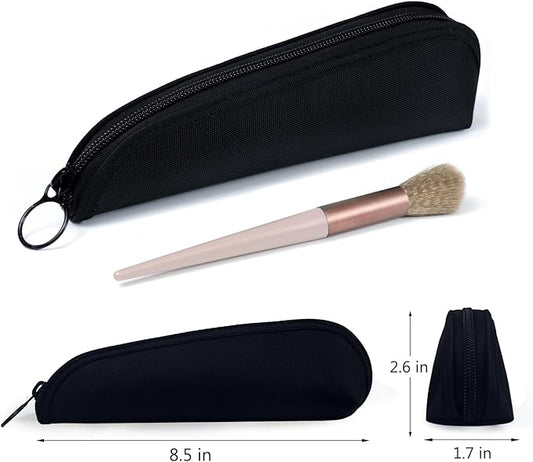 Aosbos Travel Makeup Brush Holder Bag, Small Cosmetic Pouch Organizer for Make Up Brush Traveling Case, Black Multi-functional Pouch