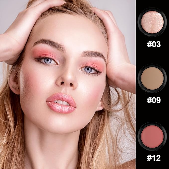 PHOERA Foundation Makeup for Wome Full Coverage Foundation Set,3 Pcs Cream Contour Stick Makeup Kit, Shades with Highlighter Stick, Blush Stick and Bronzer Contour Stick