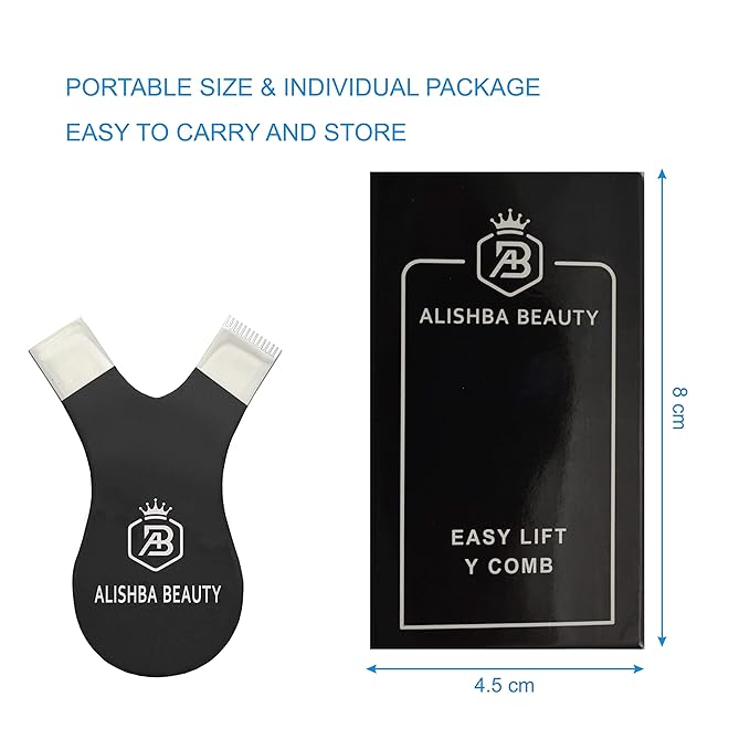 ALISHBA BEAUTY STAINLESS STEEL EASY LIFT Y-COMB SHAPE LASH LIFT BRUSH LASH LIFT PERM TOOL, TINT TOOL, EYELASH LIFT & MAKEUP BEAUTY TOOL FOR LASH GRAFTING YCOMB TOOL (BLACK)