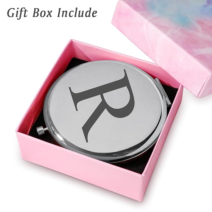 Personalized Gifts for Women Girls, Initial Compact Mirror, Unique Mothers Day Birthday Gifts for Friends Mom Wife Grandma Sister Daughter, 2025 Graduation Gifts for Her College Medical High School