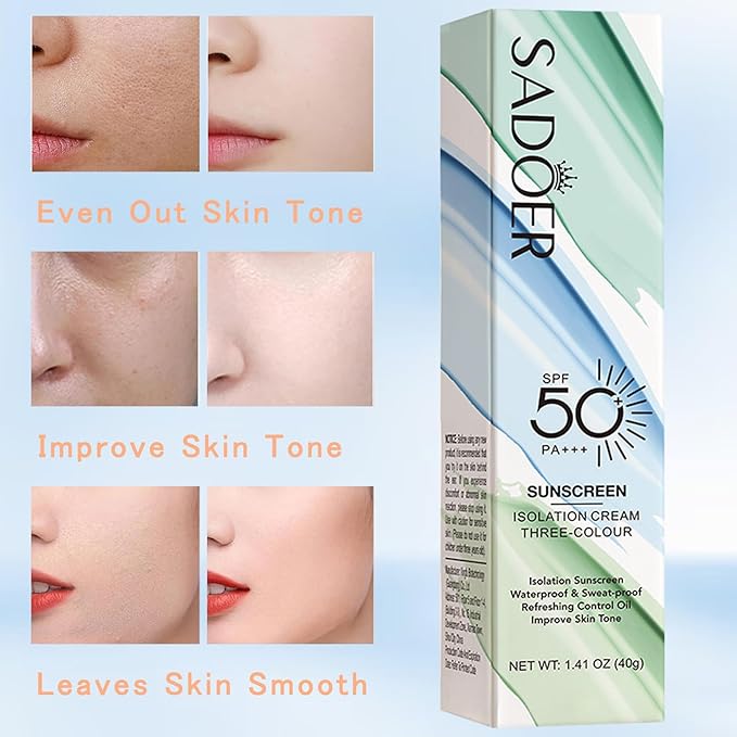3 In 1 Primer for Face Before Makeup, Color Corrector SPF 50 Sunscreen Isolation Cream, Refreshing Moisturizing Makeup Primer One Step, Oil Control Skin Tint Corrector