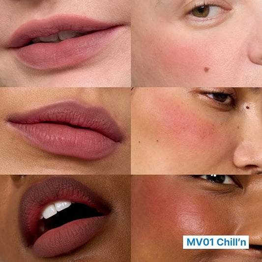 Blurry Pudding Pot | Airbrushed Blush & Lip, Buildable Pigment, Long-lasting, Lightweight, Easy to Blend, Natural Soft Matte Finish - Chillβn (Rich Brown) | 0.17 oz