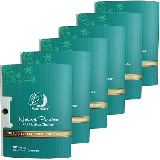 Oil Absorbing Facial Blotting Sheets For Oily Skin, 100 Count, pack of 6 - Natural Bamboo Charcoal Handy Face Blotting Paper for Both Women and Men Use