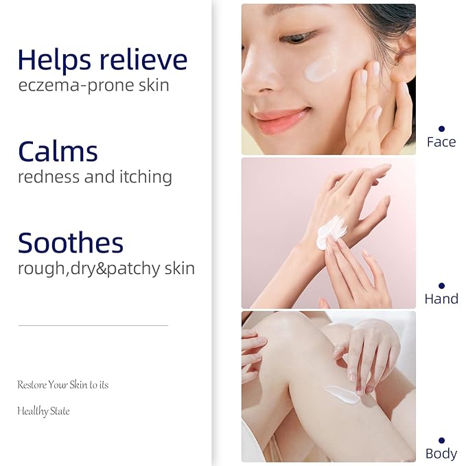 Natural Organic Eczema Soothing Cream Made With Sea Moss Aloe Vera, Oats! Sensitive Skin Dry Skin Hydrating Comfort Moisture Fragrance Free Skin care