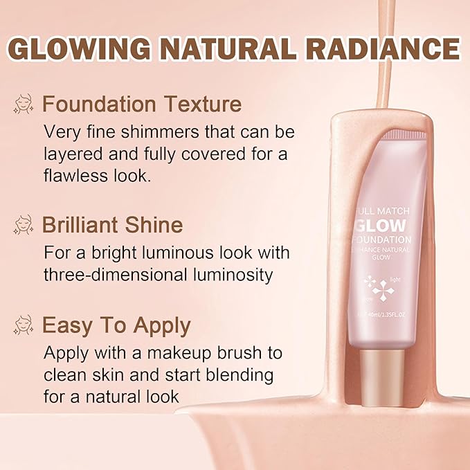 Natural Glow Illuminator Glotion Liquid Highlighter for Face & Body Glow Moisturizing Makeup Highlighter Lightweight Long Lasting Glow Lotion - 02 Light