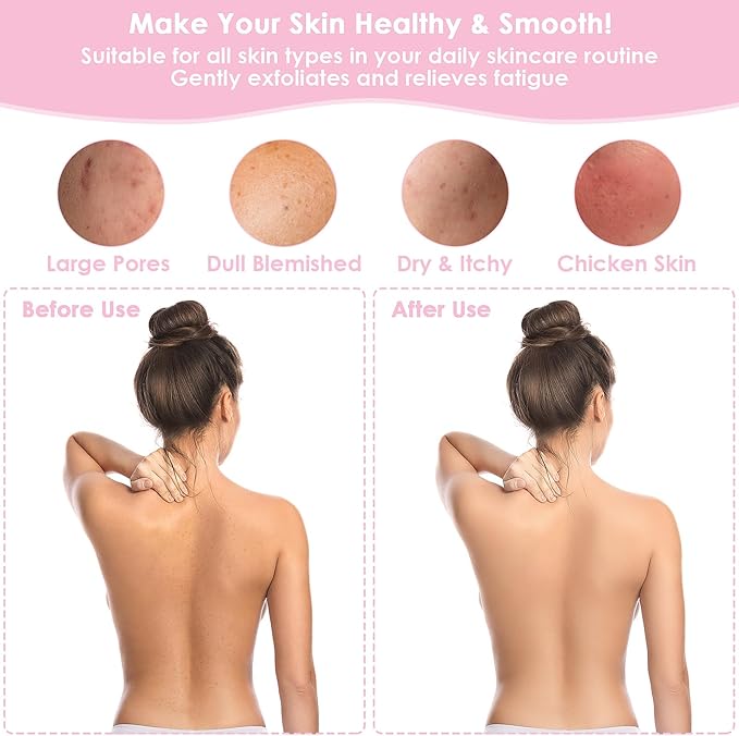 Exfoliating Glove Body Scrubber Exfoliator 1 PC Korean Washcloth Skincare Remover Deep Scrub Loofah Cleansing Mitts Exfoliate Cloth Exfoliation Scrubbing Bath Shower Soap Sponge Hand Towel(Pink)