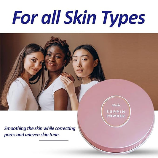 Suppin Setting Powder & Hydrating BB Cream, Pressed Powder with Skin-Smoothing Amino Acid 0.87 Fl Oz+ Lightweight Makeup Foundation Moisturizer Cream with Botanical Extract Formula 1.06 Oz