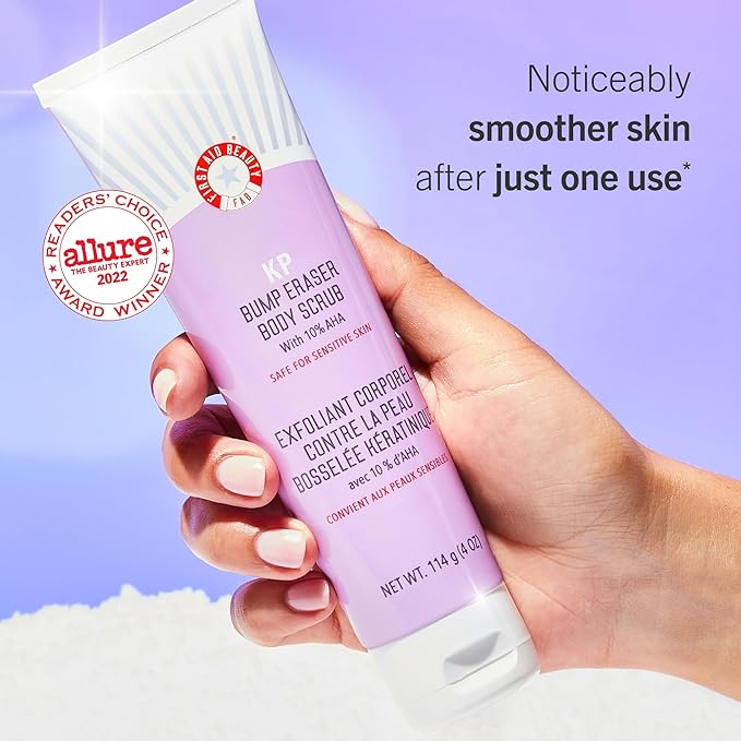 First Aid Beauty - Smooth Skin Season: KP Bump Eraser Body Scrub, 4oz, Ultra Repair Cream, 6oz, Anti-Chafe Stick, 0.35oz, Ingrown Hair Pads, 60 Pads, Deep Hydration & Exfoliating Body Essentials, 4ct