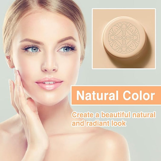 2Pcs Mushroom Head Air Cushion CC Cream, Long Lasting Oil Control BB Cream for All Skin Types, Moisturizing Foundation Face Makeup Set with Foundation Brush (#Natural)