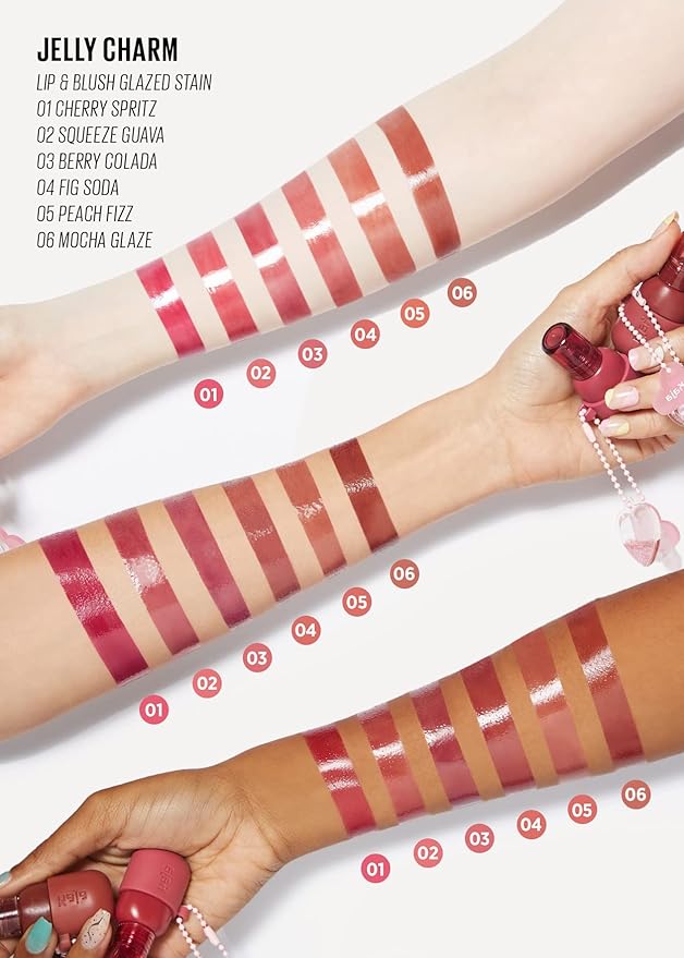 Kaja Lip & Blush Glazed Keychain Stain - Jelly Charm 03 Berry Colada | with Triple Berry Complex, Lemon Fruit Extract & Olive Squalane, Hydrating, Long Lasting Tint