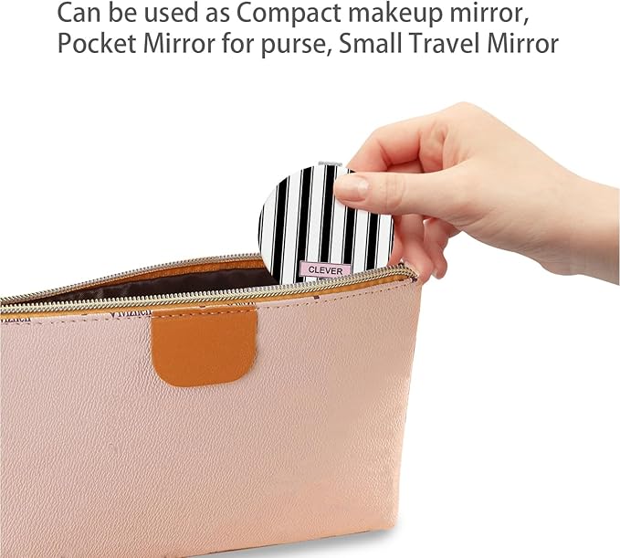 Cheap Small Compact Mirror, Round 2.8” Metal Frame PU ClothLines Style Double Sided Mini Magnifying 1X/3X Mirror for Purse Compact Travel Mirror (ClothLines02)