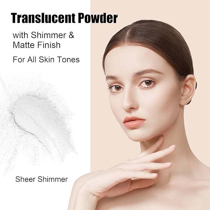 Translucent Loose Setting Powder, Lightweight, Long-Lasting Matte Finish Face Powder, Oil Control, Pore-Minimizing, Talc-Free Makeup, 10g, Shimmer Sheer