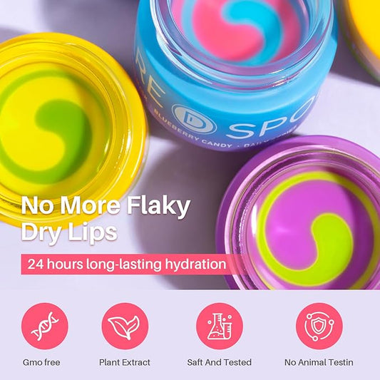3-in-1 Dual-Color Sleeping Lip Mask Set β Blueberry, Grape and Lemon, Hydration & Repair for Dry Cracked Lips, Infused with Vitamin C, Lip Moisturizer for Nourishing Lips, 1.26 Fl Oz